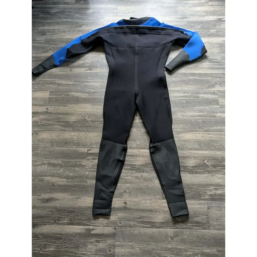 SWS Wetsuit Mens Large Black Blue Full Body Scuba Diving Surf Dry Suit